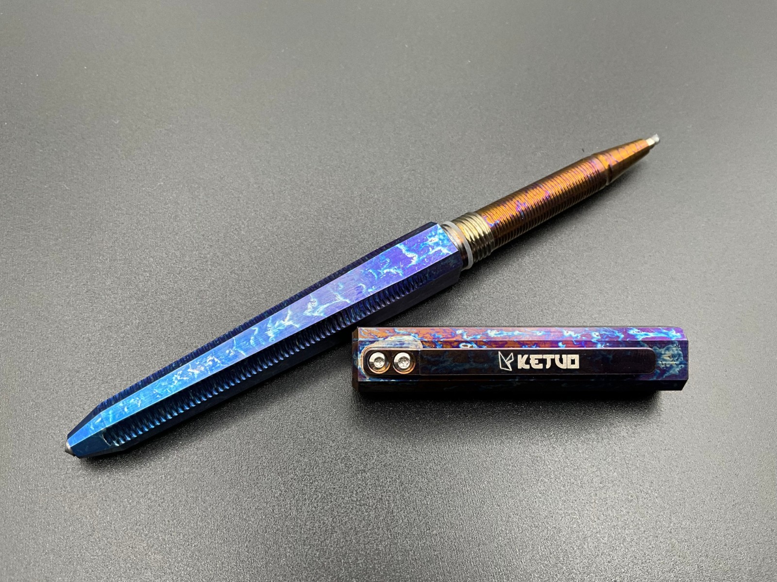 NEW Ketuo Arch Bolt Action Pen TC4 Titanium Lightning Strike EDC Extra Refill