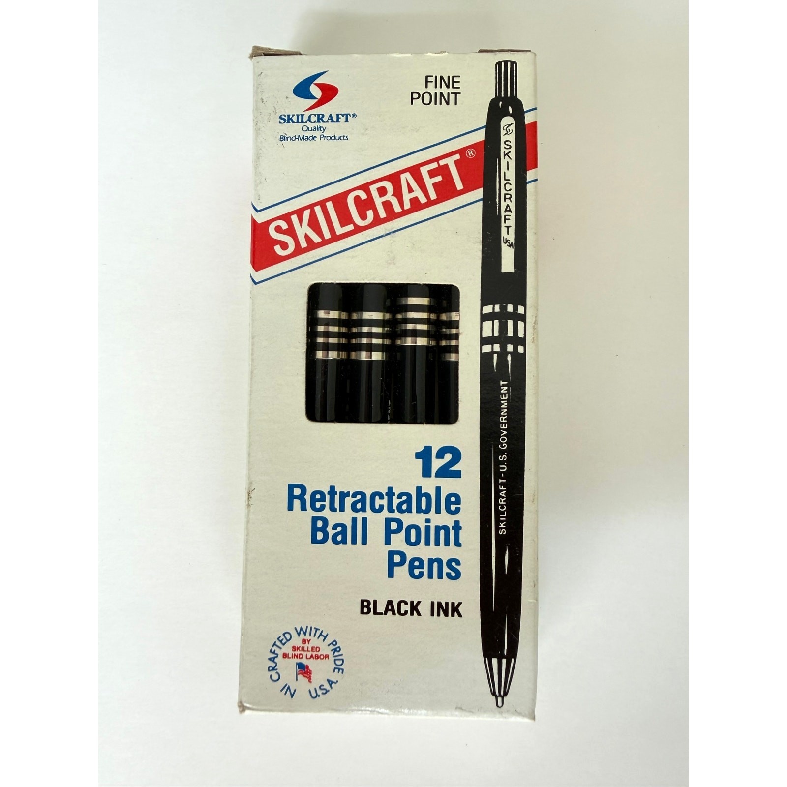 Vintage Skilcraft U.S. Government Retractable Ball Point Pens Box of 12 Fine