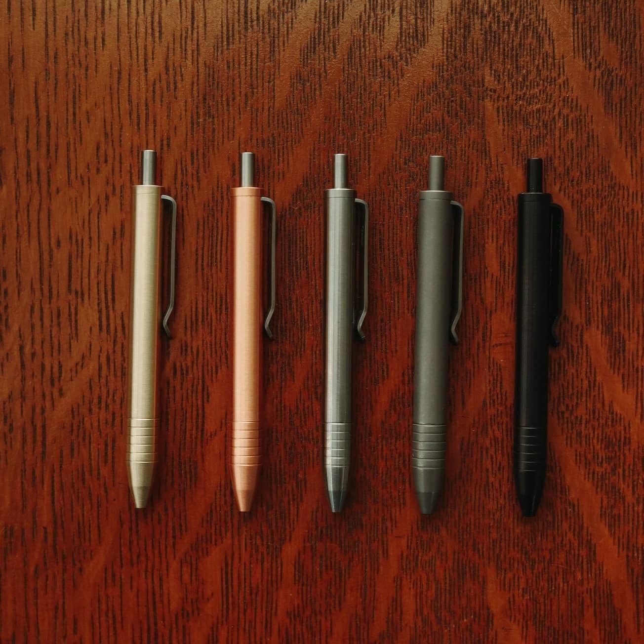 Big Idea Design Mini Click Pen Solid Brass Yellow Tone