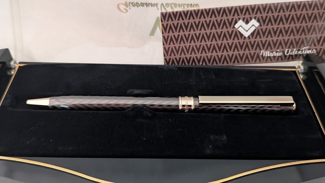 Giovanni Valentino Ballpoint Pen Gold Trim Patterned Barrel with Box