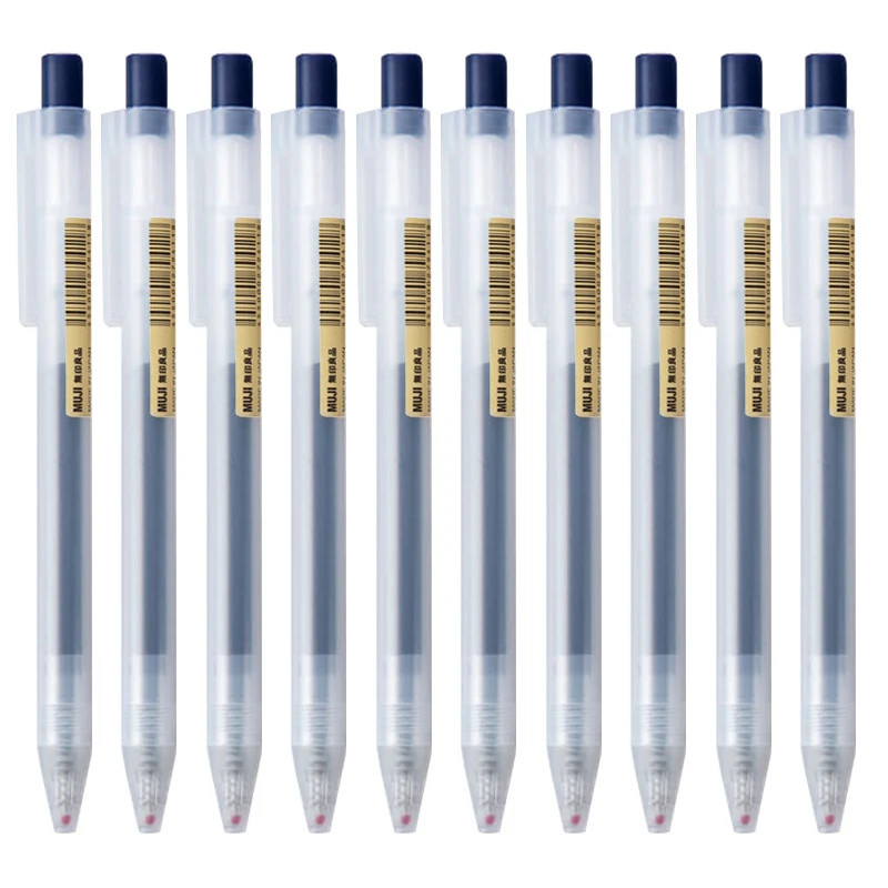 10Pcs Press Gel Pen 0.5Mm Blue/Black/Dark Blue/Red Ink Mujis Gel Pen Set for Sch