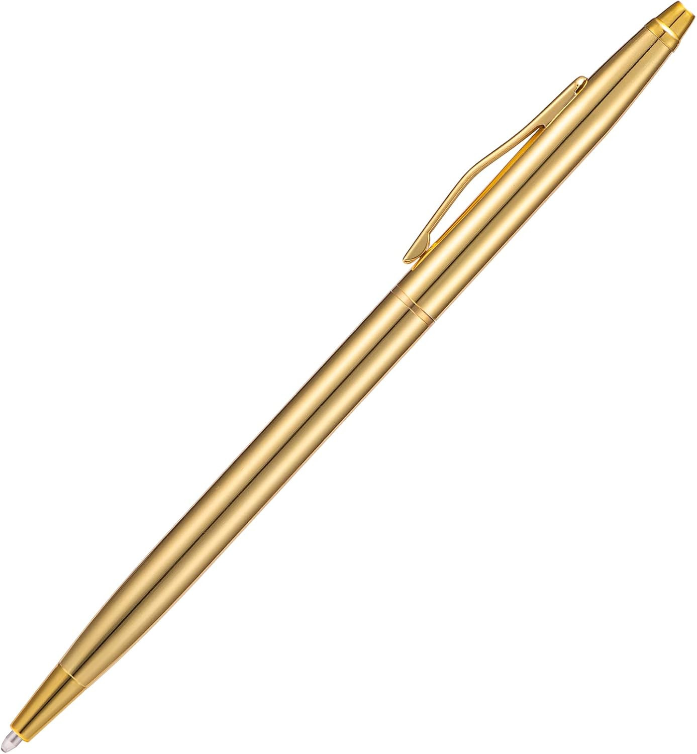 6 Pieces Golden Slim Metal Ballpoint Pen, 1Mm Medium Point Black Ink Smooth W…