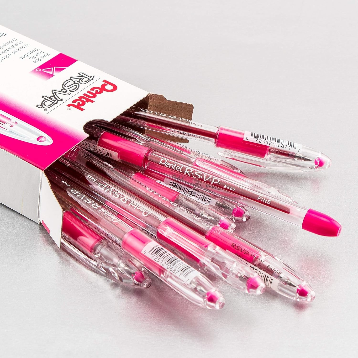Durable RSVP 0.7mm Pink Ink Ballpoint Pen Set, 12 Count with Refillable Options