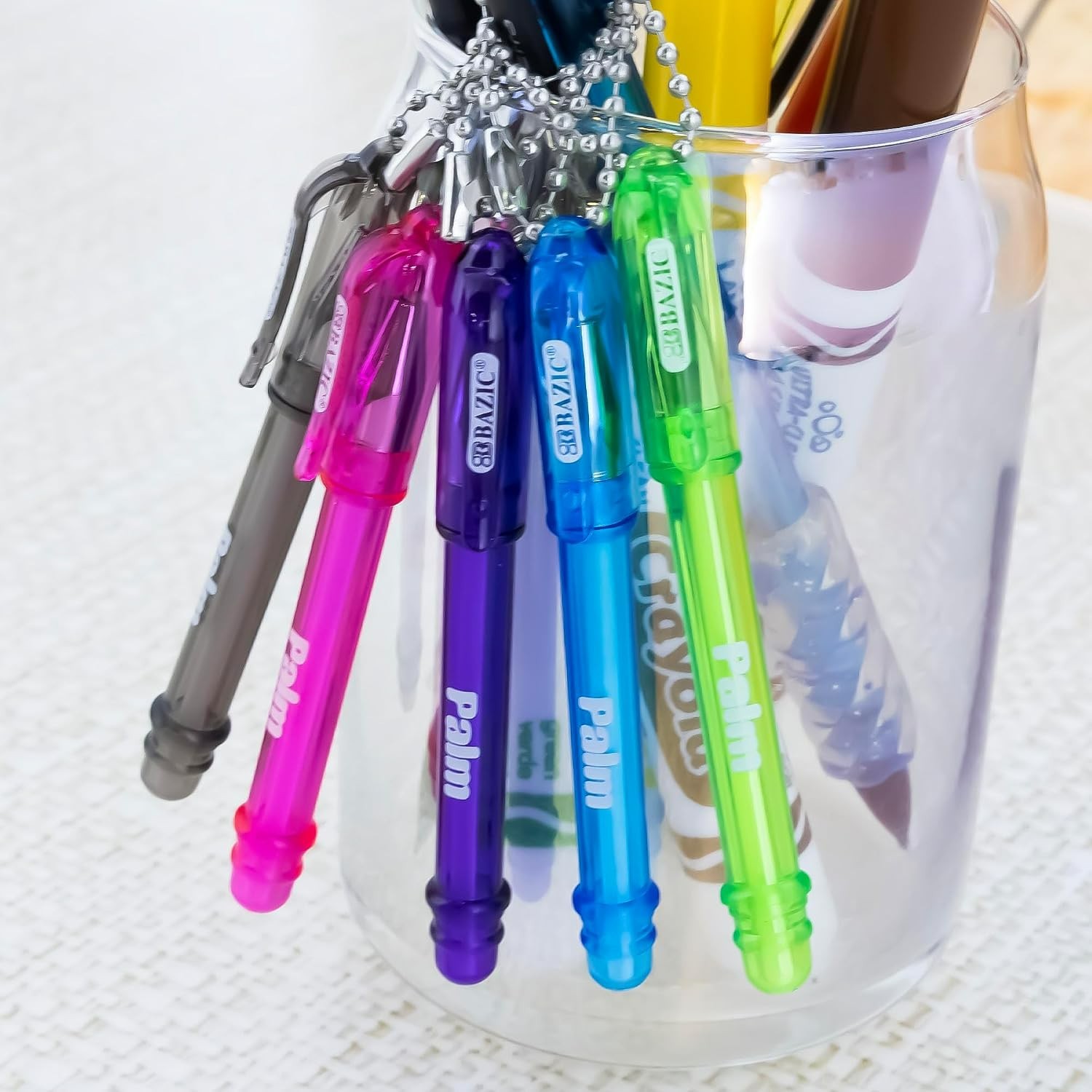 BAZIC Palm Mini Ballpoint Pen w/Key Ring, Roller Pens Medium Point 1.0mm, Sma…