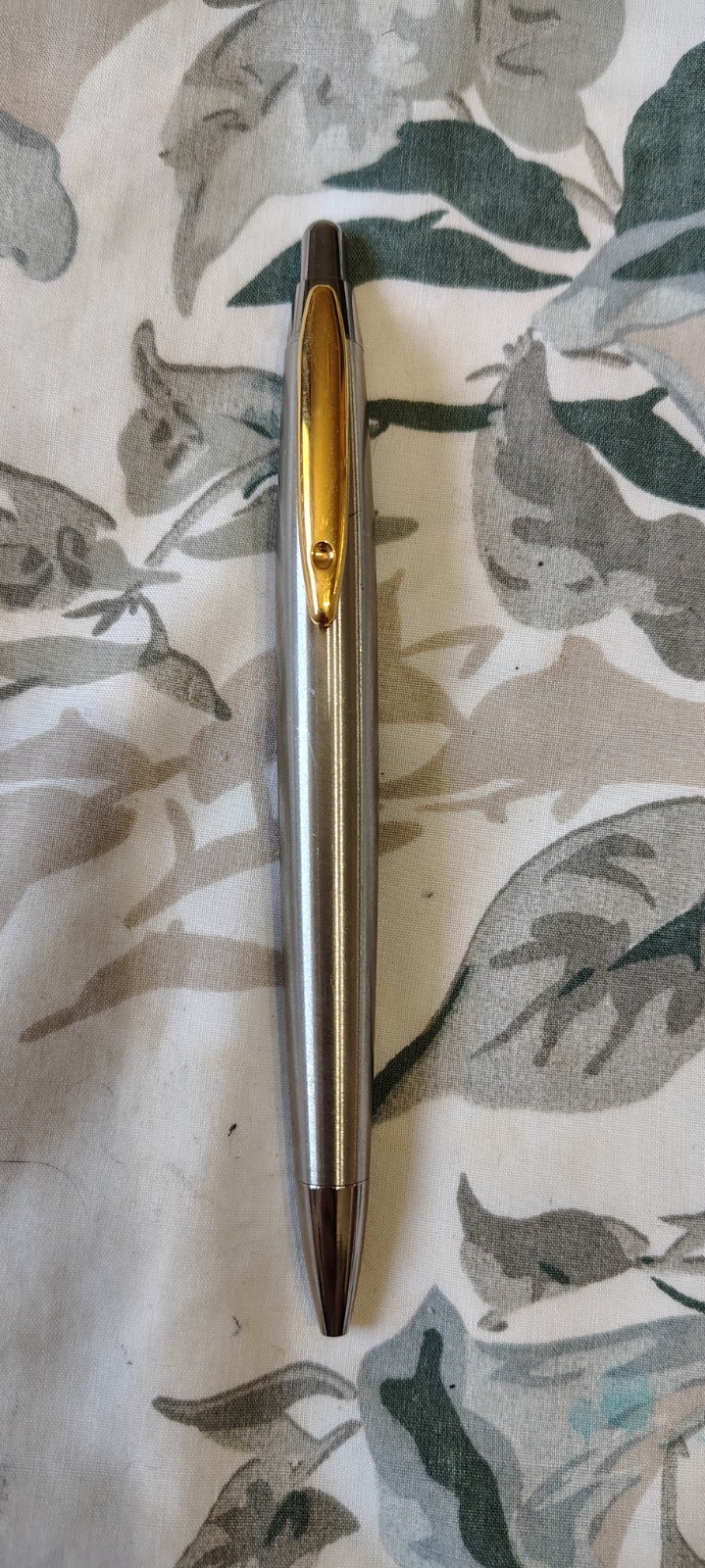 Inoxcrom Oversize Stainless Steel & Gold Trim Ball Point Pen Spain