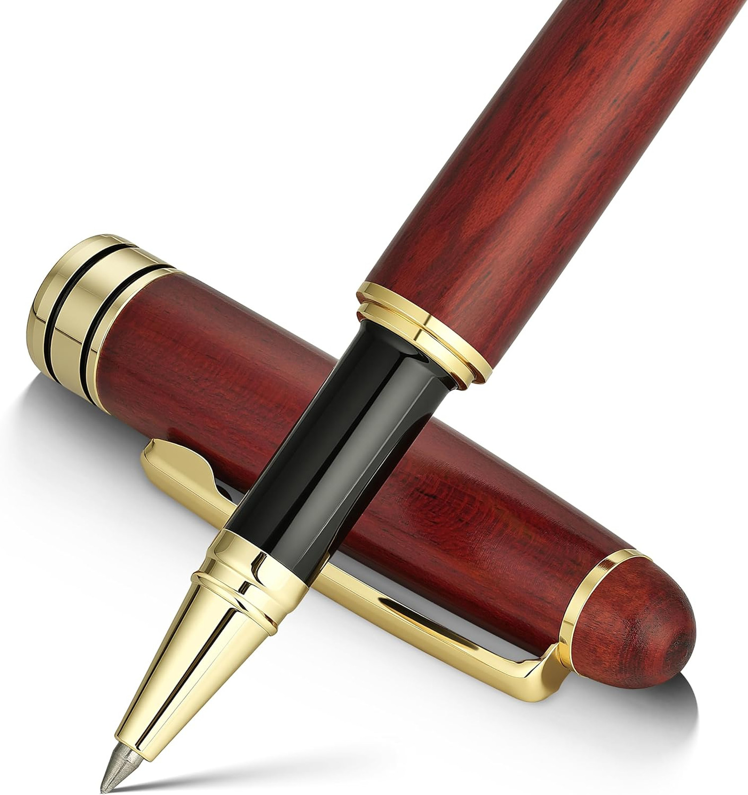 Wood Ballpoint Pen Writing Set, Rosewood, 0.5mm Fine Tip, Signature Gift, Office