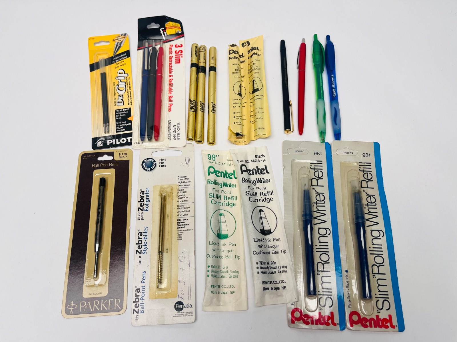 Pens & Refills Writing Instruments Lot Some Vintage Pentel Bic Fisher etc BIN 77