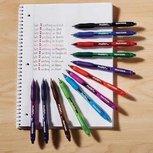 Paper Mate Profile Retractable Ballpoint Pens 12 Count (Pack of 1) Assorted