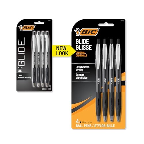 Glide Retractable Ballpoint Pens, Medium Point 4 Count (Pack of 1) Black