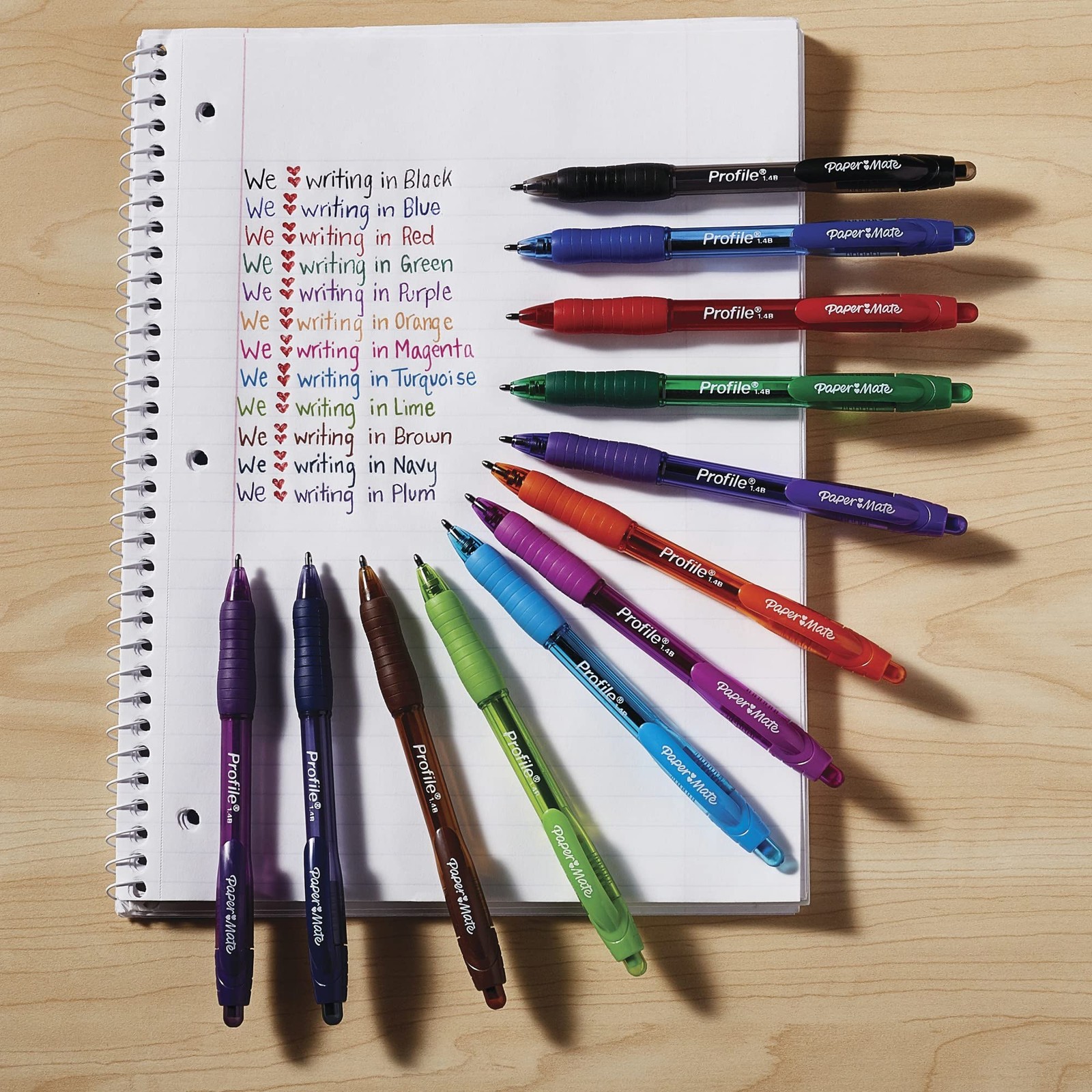Paper Mate Profile Retractable Ballpoint Pens Bold Point 1.4Mm Blue Ink 12 –
