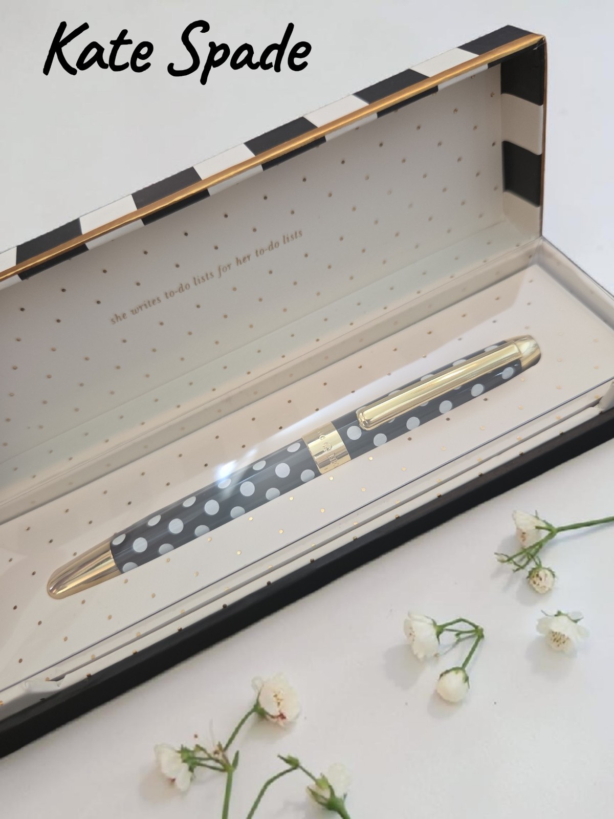 Kate Spade rare polka dots ball point pen in box