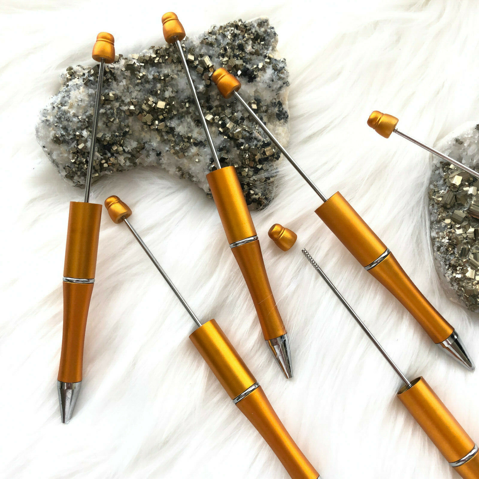 Beadable Plastic Pens Retractable Writing Instrument DIY Craft Beaded Pen Copper