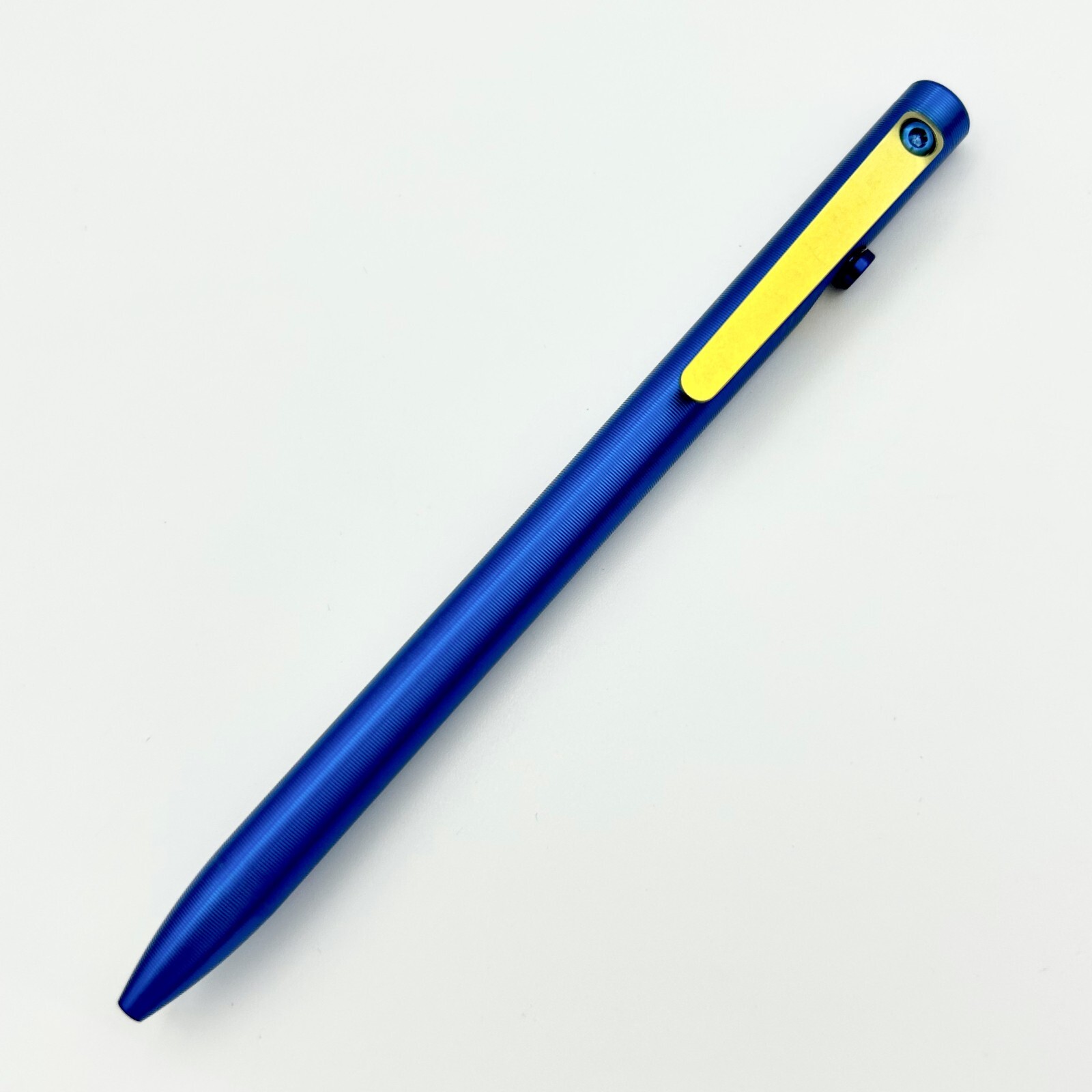 Tactile Turn – Titanium Slim Bolt Action Standard Size Pen Custom Blue & Gold