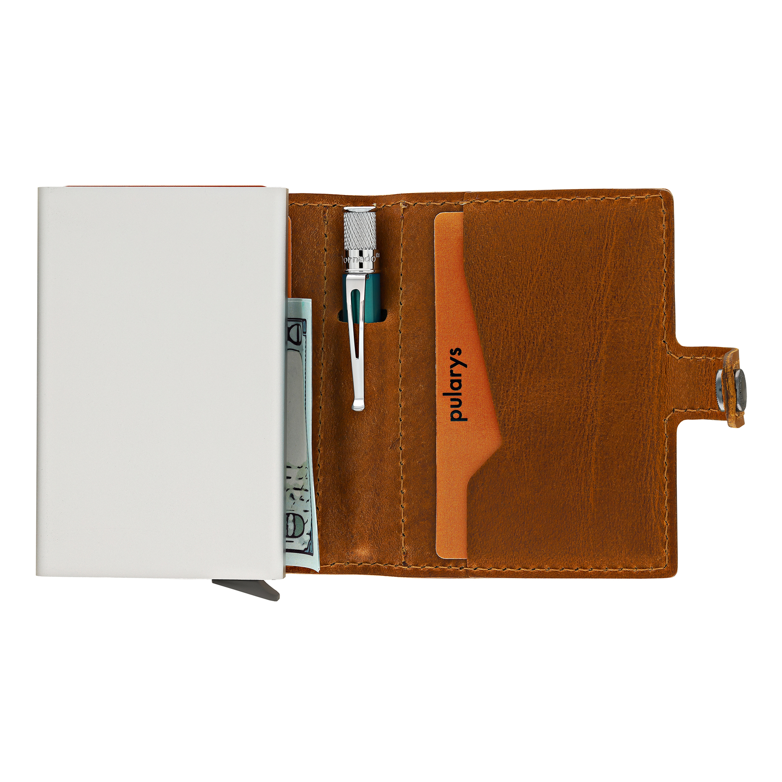 Retro 51 Polarys Modern Traveler Set Cognac Leather w/ Turquoise Ballpoint Pen