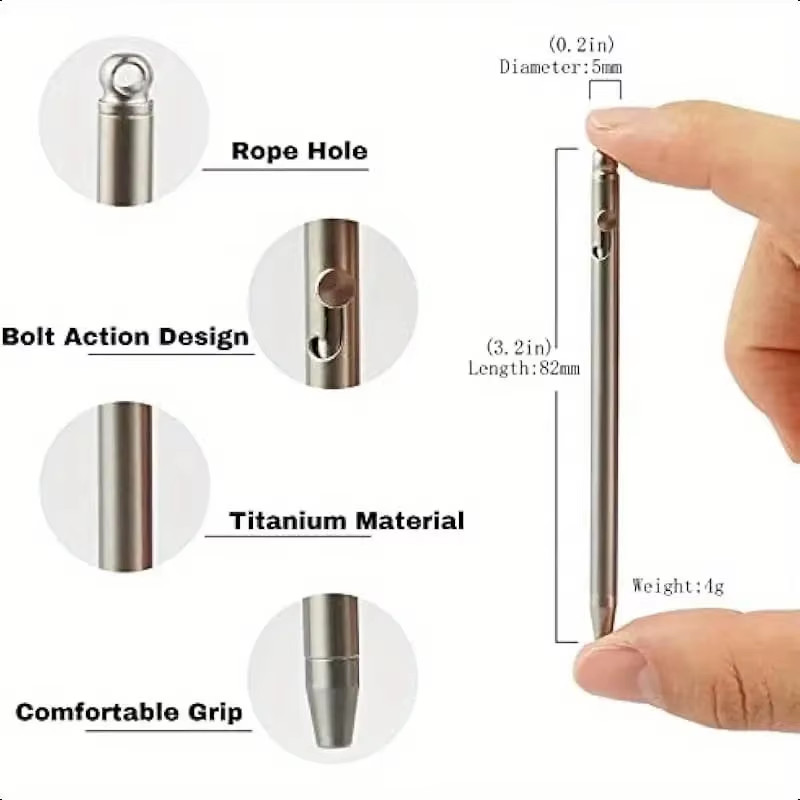 Mini Titanium Keychain Bolt Action Pen Small Travel EDC Ballpoint Signature Pen