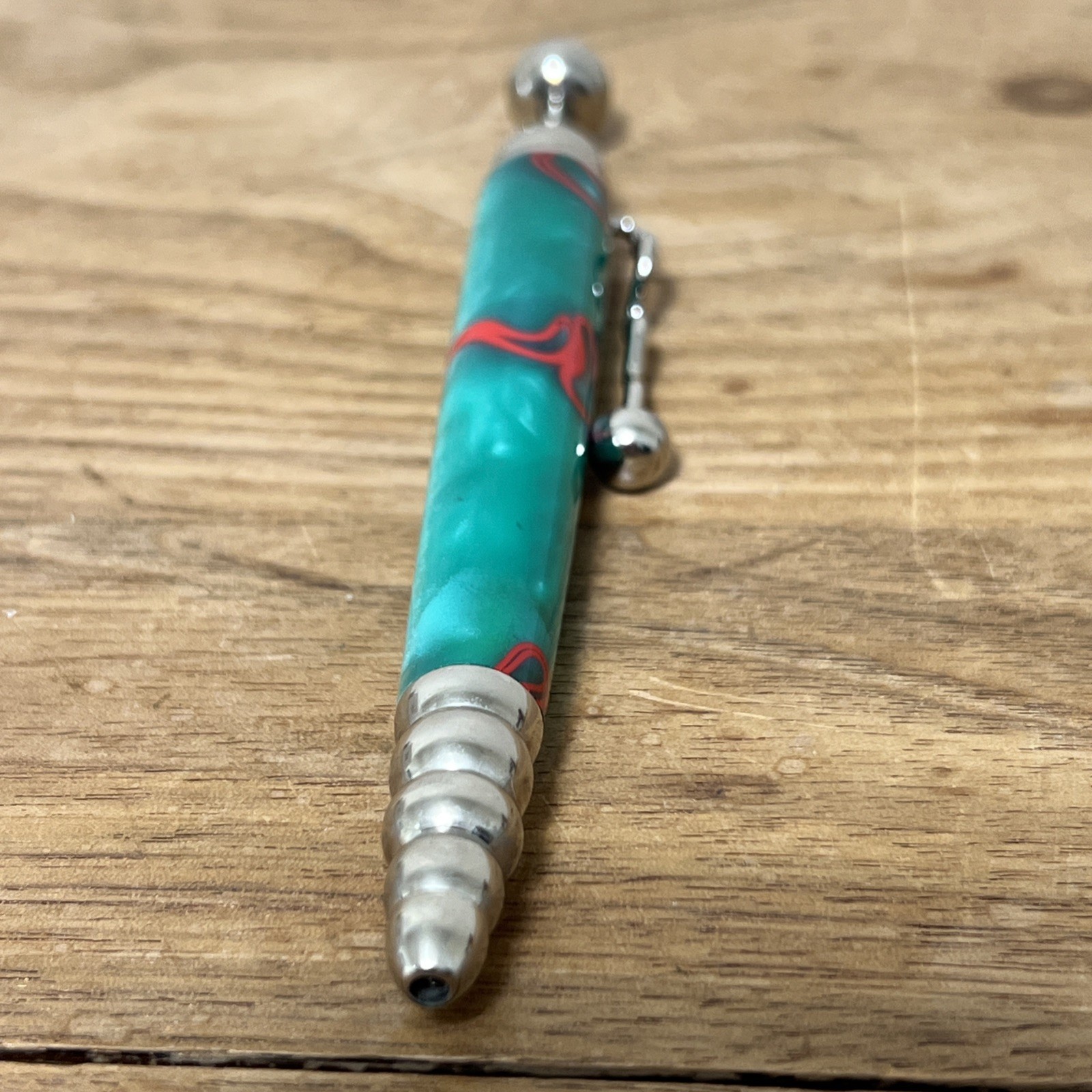 Jean Peierre LePine Zig Zag Ball Point Pen Green Red Silver Very Nice Works Grea