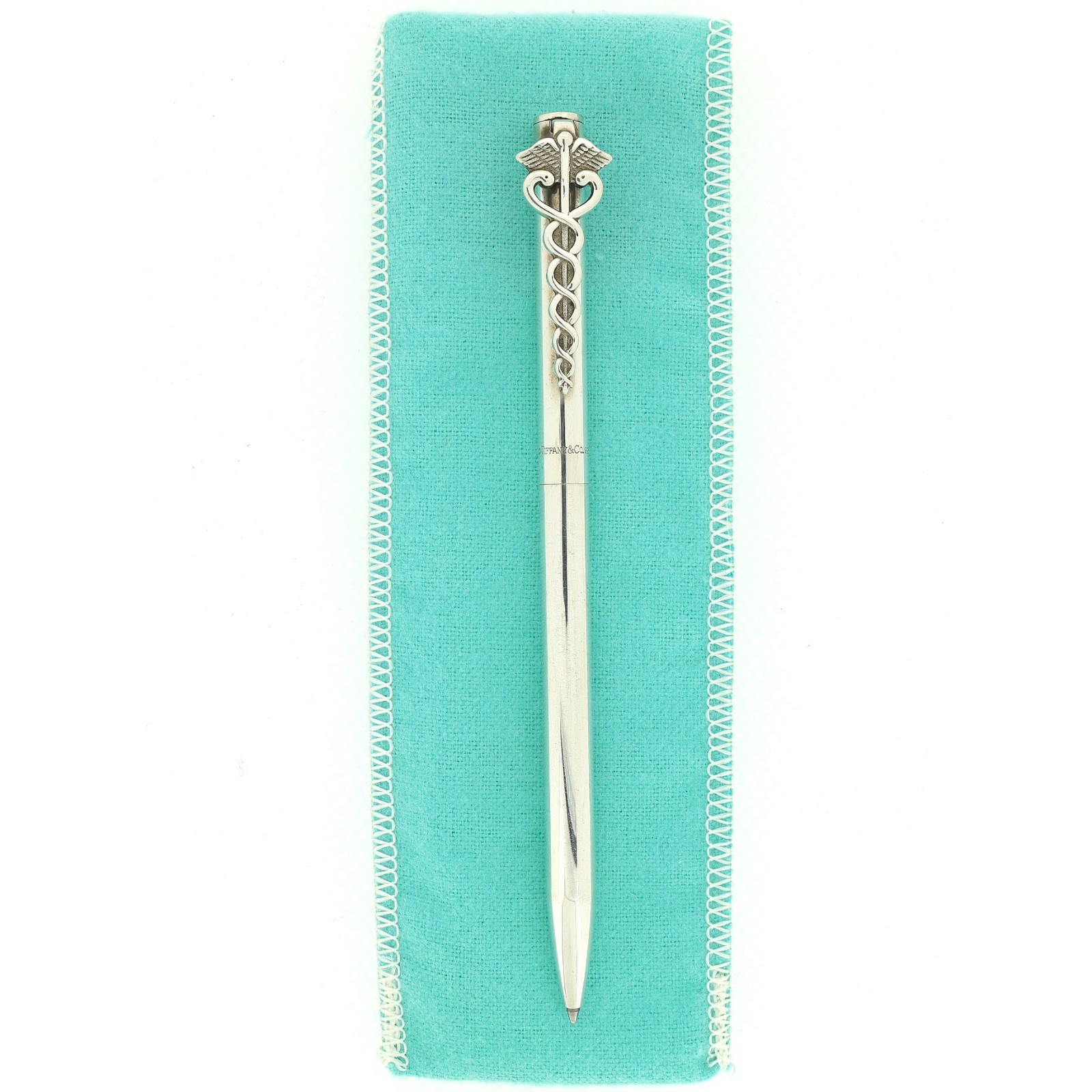1990S TIFFANY & CO CADUCEUS MEDICAL DOCTOR / NURSE STERLING SILVER BALLPOINT PEN