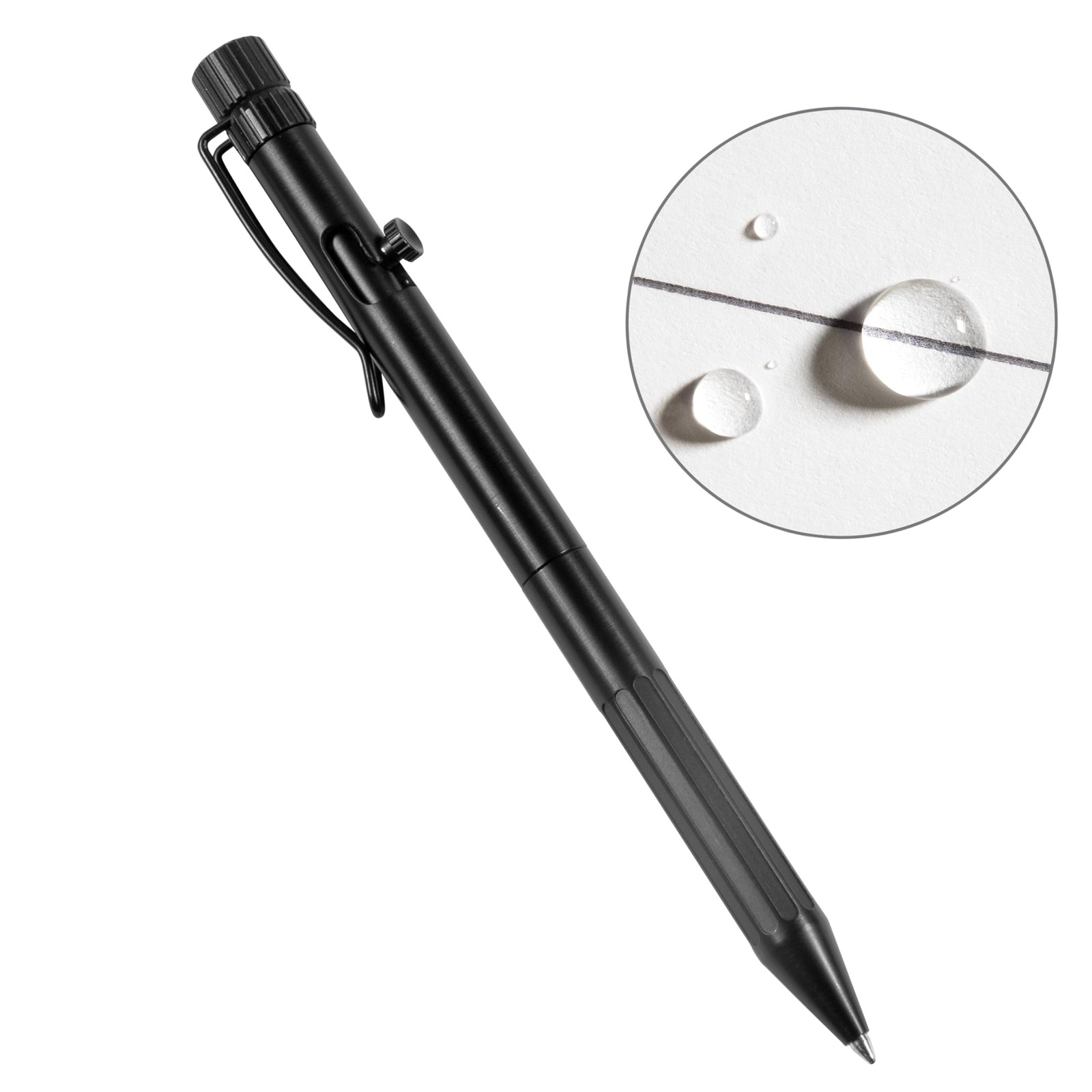 Rite In The Rain Weatherproof Bolt-Action Matte Black Metal Pen Black Ink No.
