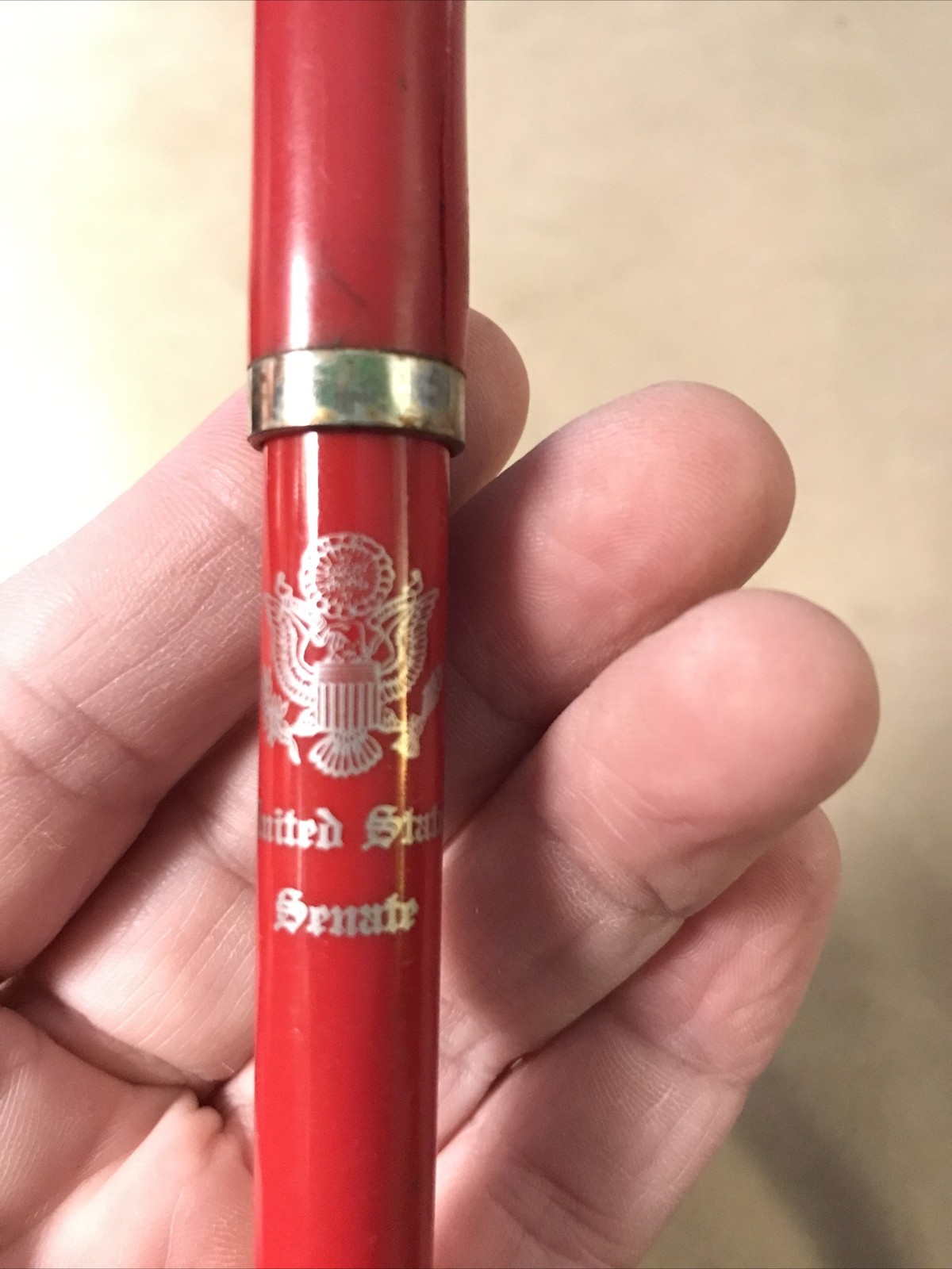 Ballpoint Pen, United States Senate, No Ink, Vintage, Red, Crack, W/insignia