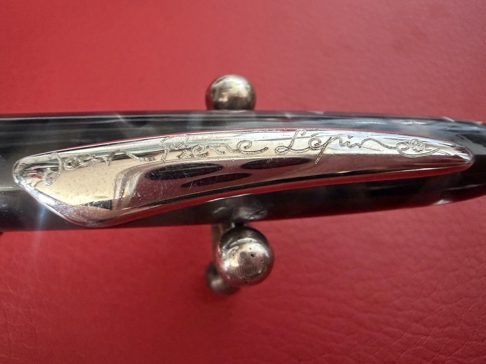 JEAN PIERRE LEPINE Gray Tortoiseshell-Pattern Pen Mother-of-Pearl France 90
