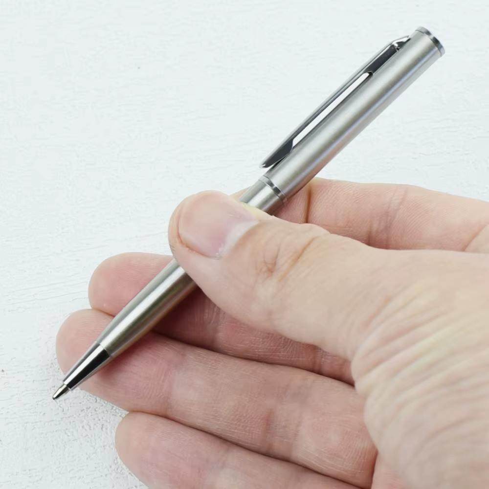 Mini Metal Twist-Activated Ballpoint Pen – Pocket-Sized 0.7mm Fine Black Ink