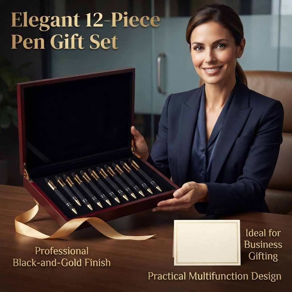 Black Gold Stylus Ballpoint Pens 1.0mm Black Ink Retractable Metal Touch Pen