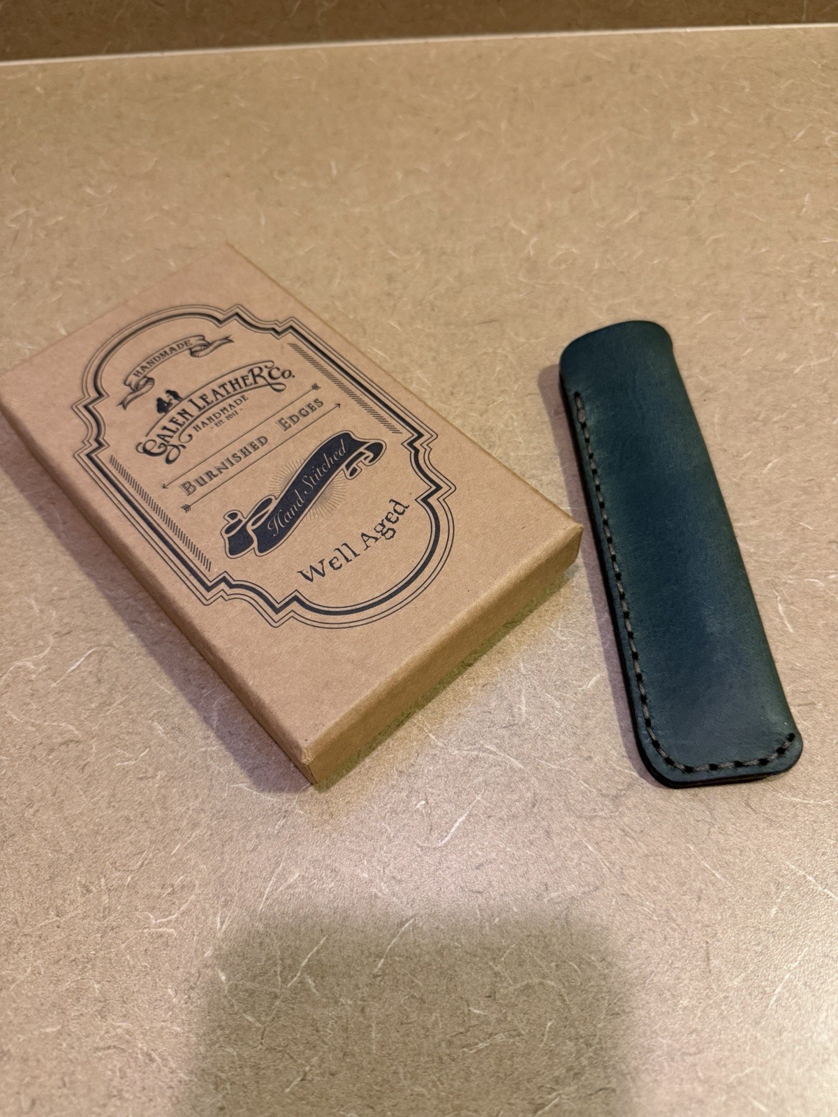 Galen Leather Co Single Fountain Pen Sleeve Case Crazy Horse Forest Green NEW