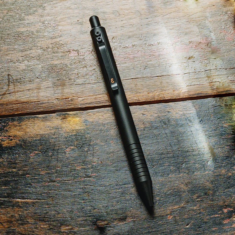Everyman Grafton Mini Pen Super Matte Black Aluminum w/New Metal Gel Cartridge