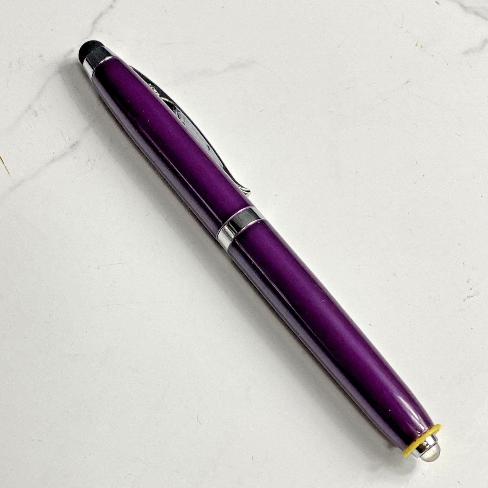 Adler Lexi 3-in-1 LED Lighted Tip Pen Stylus Purple Metal Ballpoint Black Ink