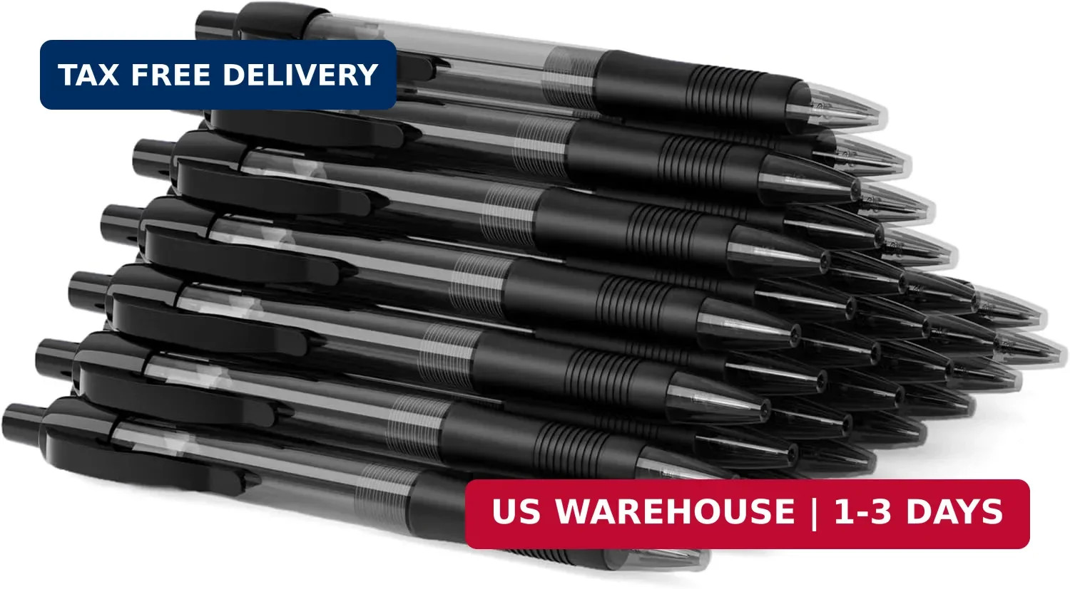 deegtran Pens Bulk, 30 Pack No Bleed Black Ink Click Pens with Soft Grip, Wholes