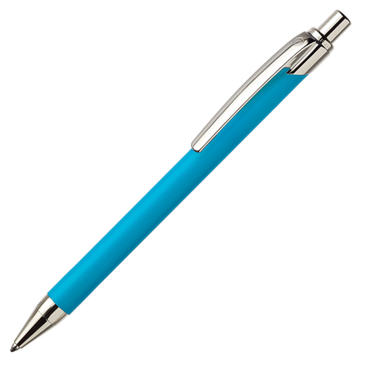 Ballograf Ballpoint Pen Rondo Soft Rubber Surface Chrome Clip, Turquoise 108-28