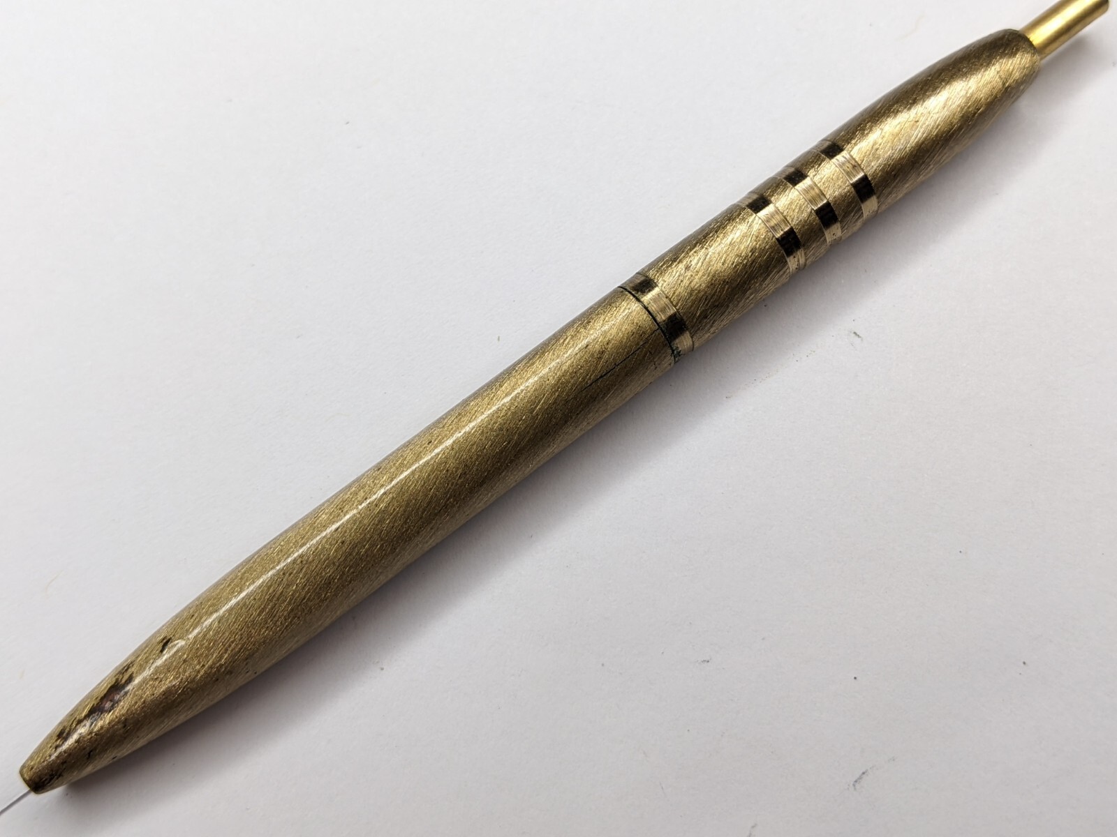 c1960 First Federal Bank «For a Fair Lady» Short Mini 4″ Brass Ballpoint Pen G42