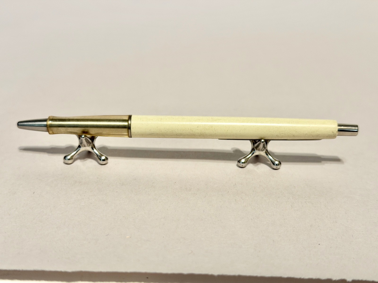 Vintage Paper Mate Double Heart Ballpoint Pen Ivory Made USA