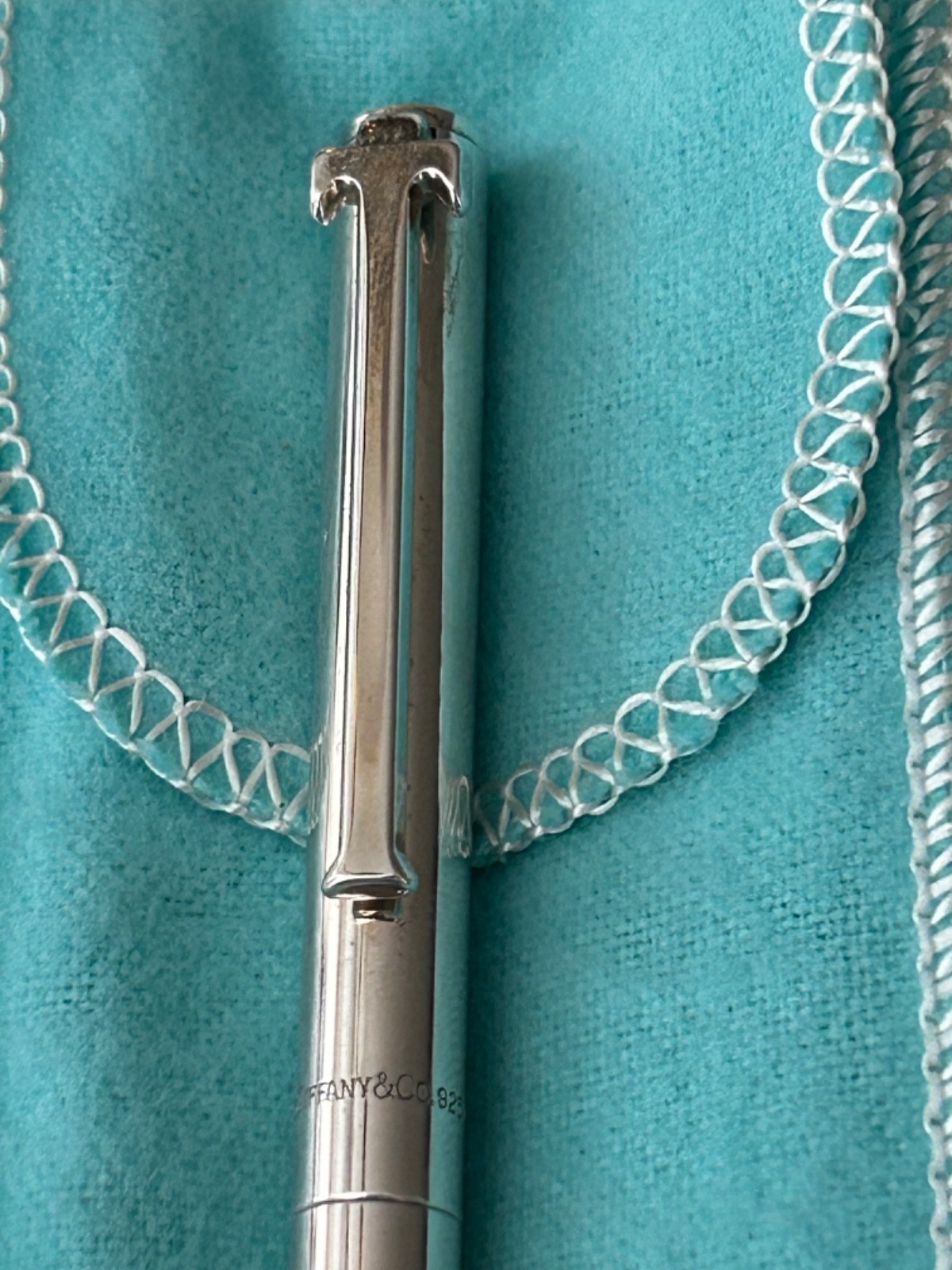 Tiffany & Co Sterling Silver ladies ball point pen- new in box- blue pouch & box