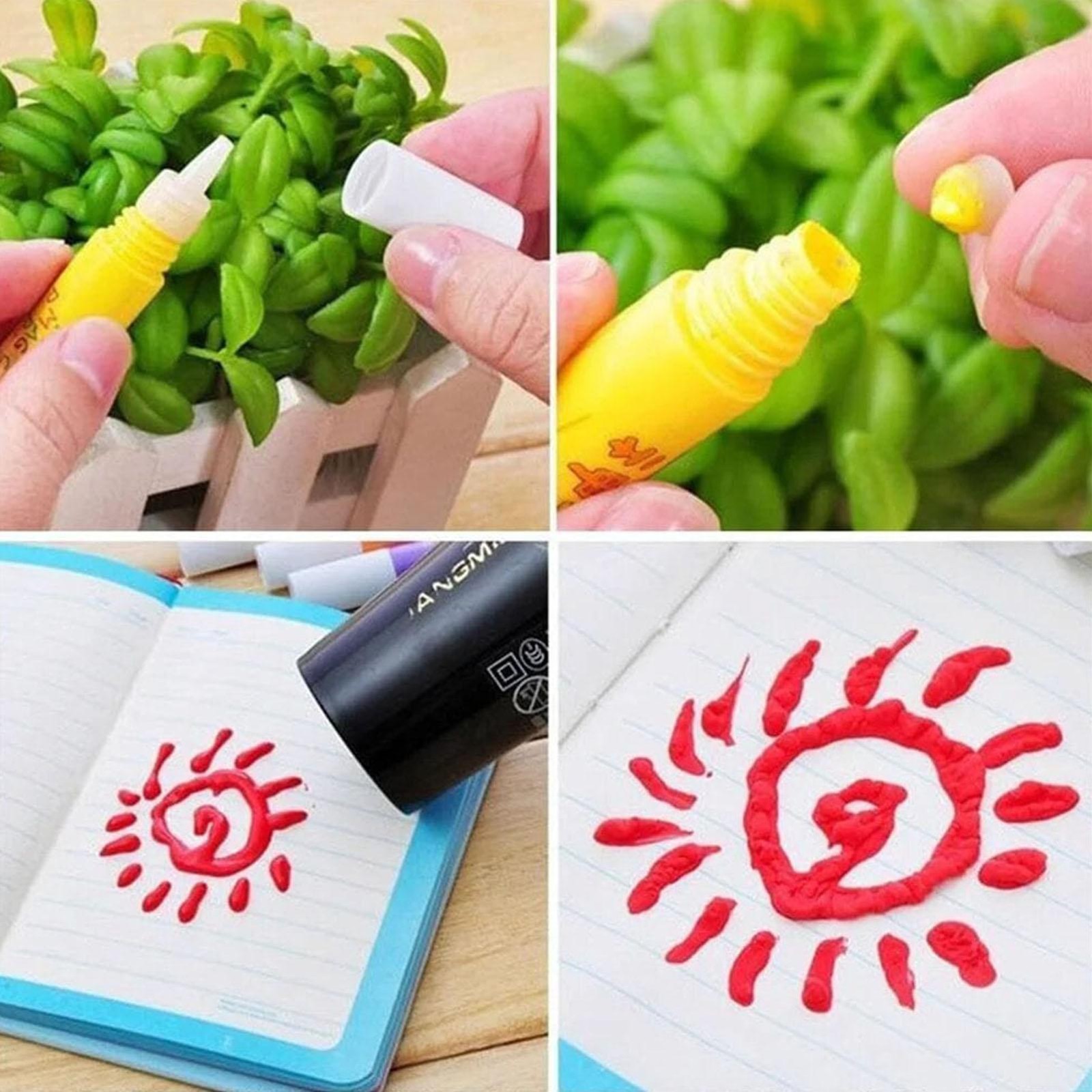 6-12 Sticks Bubble Pen Set 3D Colorful Handmade Heat Activated Painting Markers