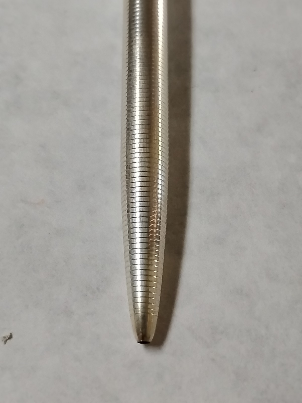 VTG Slim Ribbed Sterling Silver Ballpoint Pen NOS Tested-Works In Original Case
