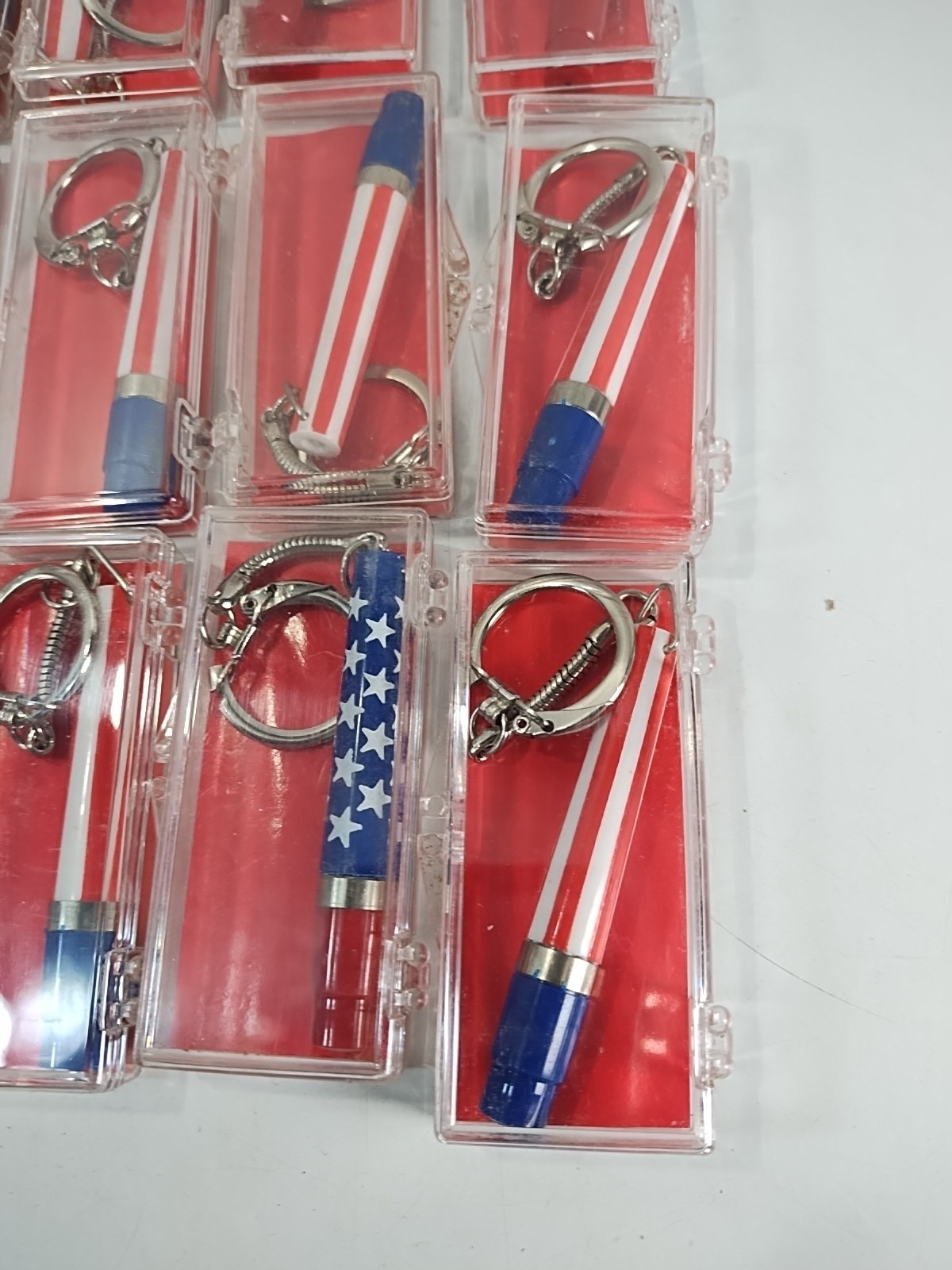 Vintage Stars & Stripes Keychain & Pen Set (Lot Of 16) In Retail Display Box USA