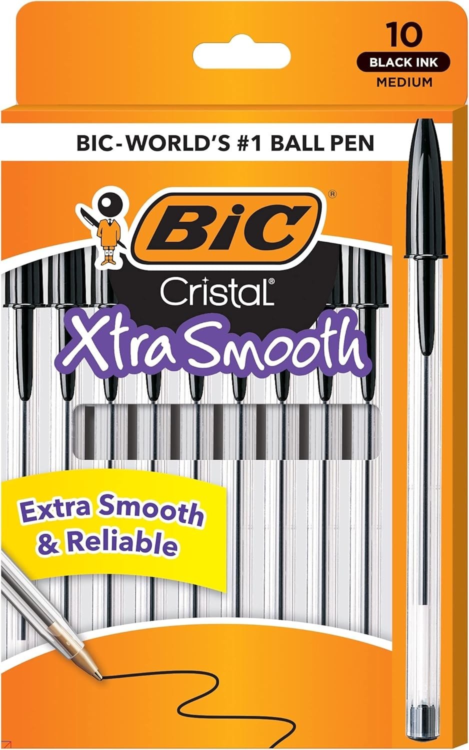 Pack of 10 Ballpoint Pen – Black Ink Ball Point Pens for Office Writing School