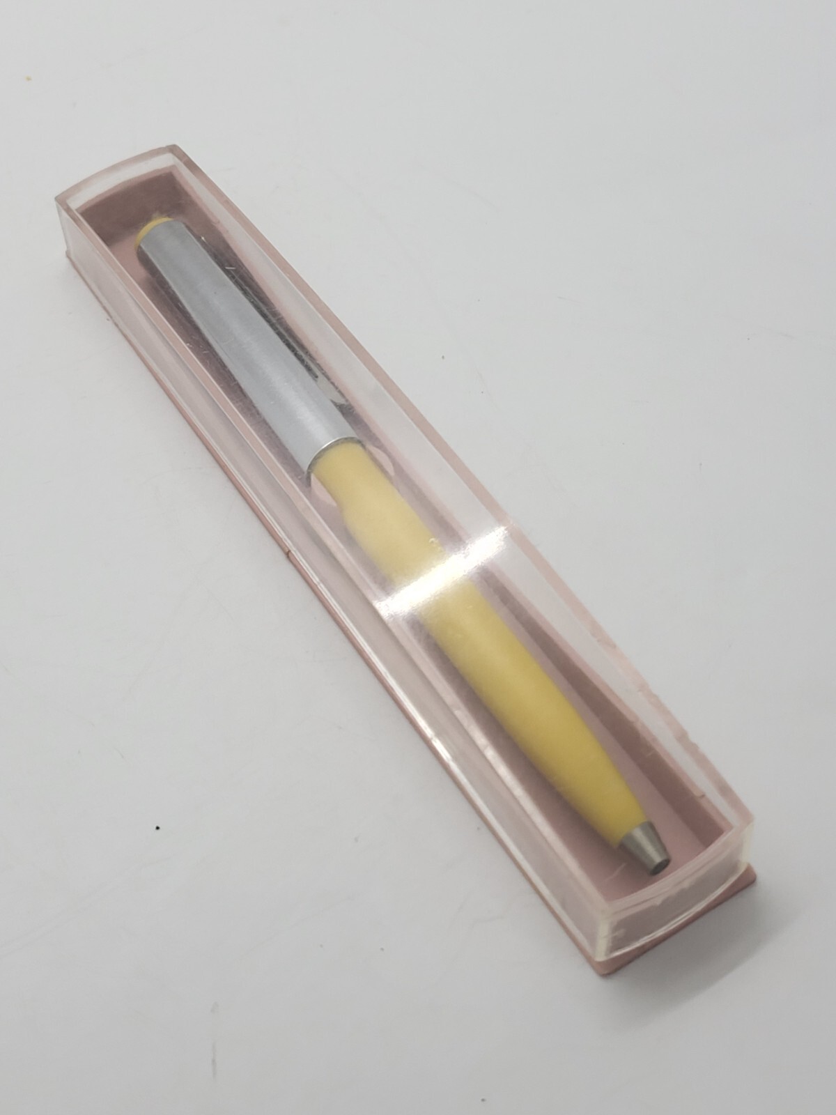 Vintage Soviet ballpoint pen USSR yellow with metal tip in a box price 2 r 40 k
