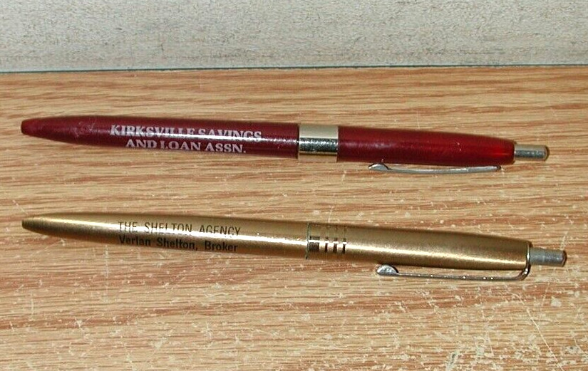 LOT OF 16 VINTAGE KIRKSVILLE, MISSOURI ADVERTISEMENT BALLPOINT PENS, SEE LIST
