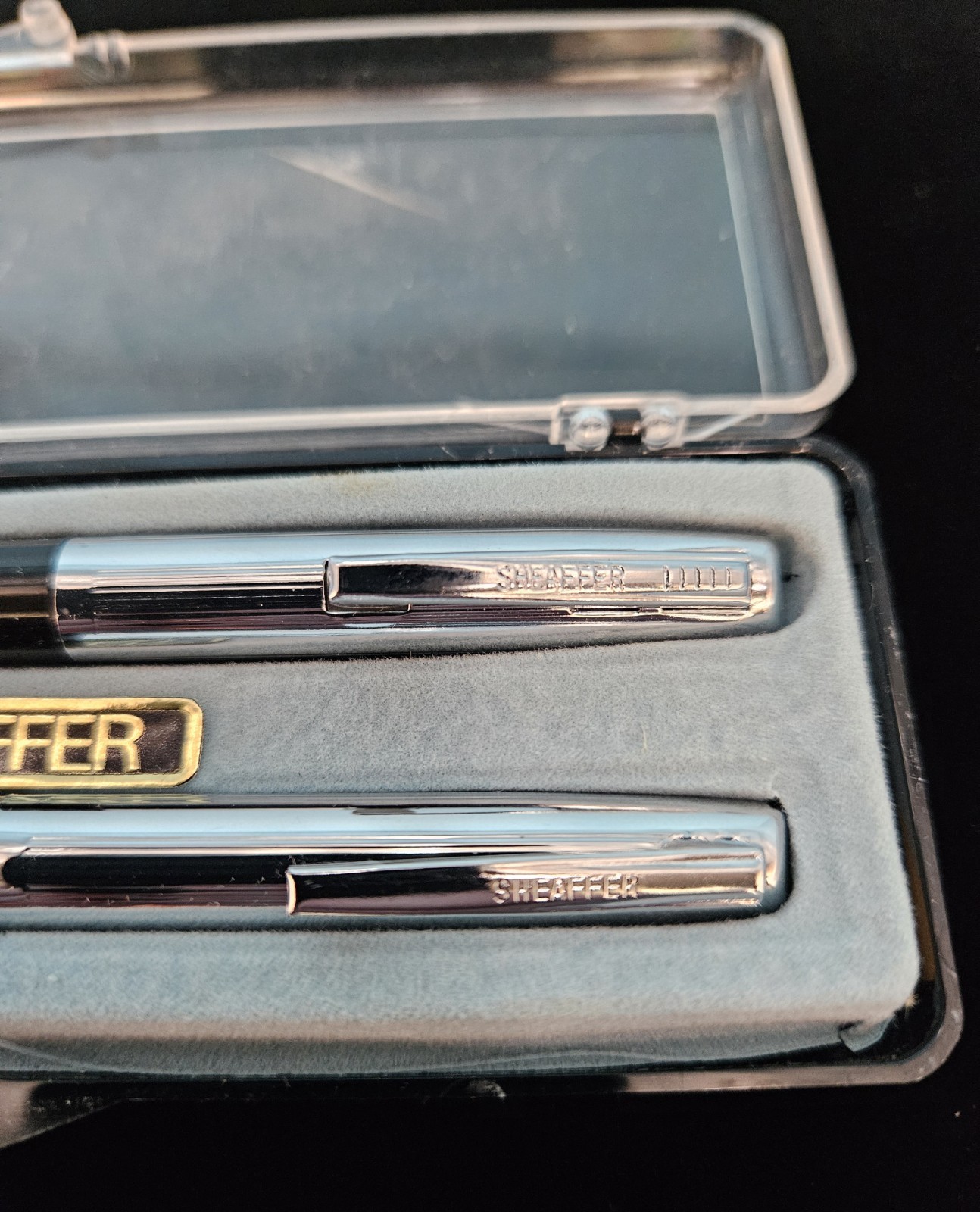 VTG Sheaffer Black & Chrome «Enjoy Coca Cola» Ballpoint Pen & Pencil Set in Case