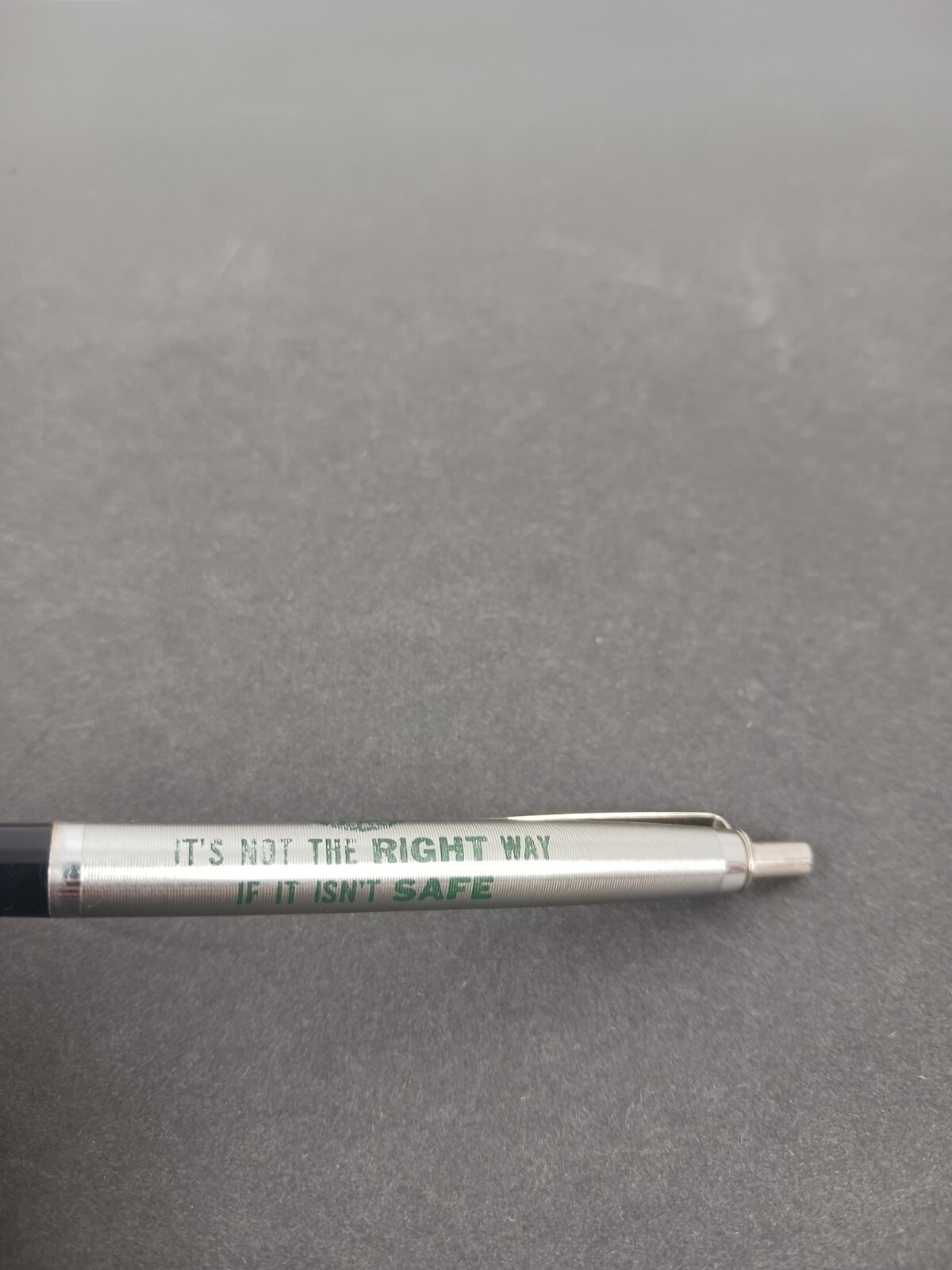 Vintage Autopoint USA Advertising Pen / Green Cross Safety / Metal and plastic