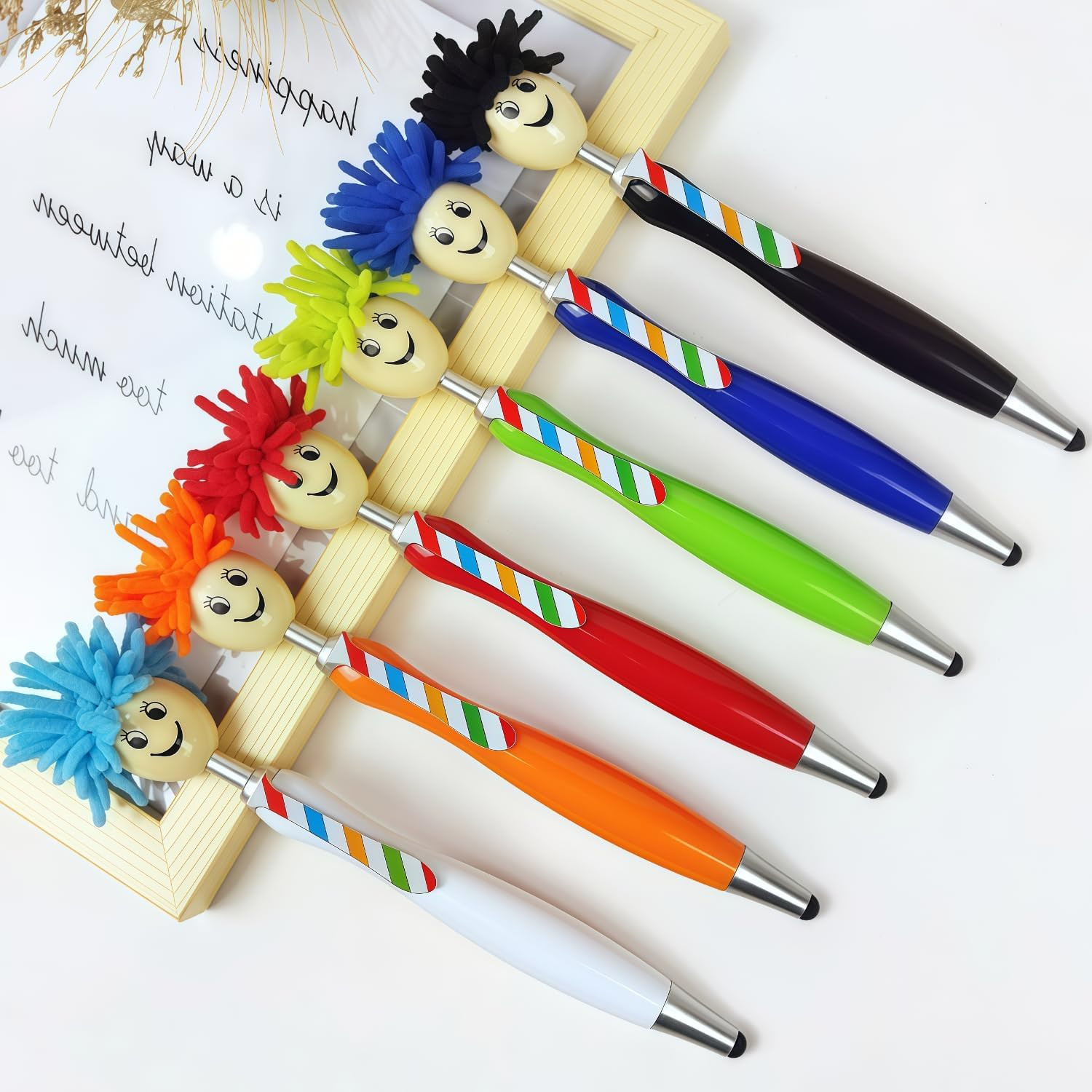 Mop Head Ballpoint Pens, 20PCS Funny Pen with Plush Hair for Adults | Novelty St
