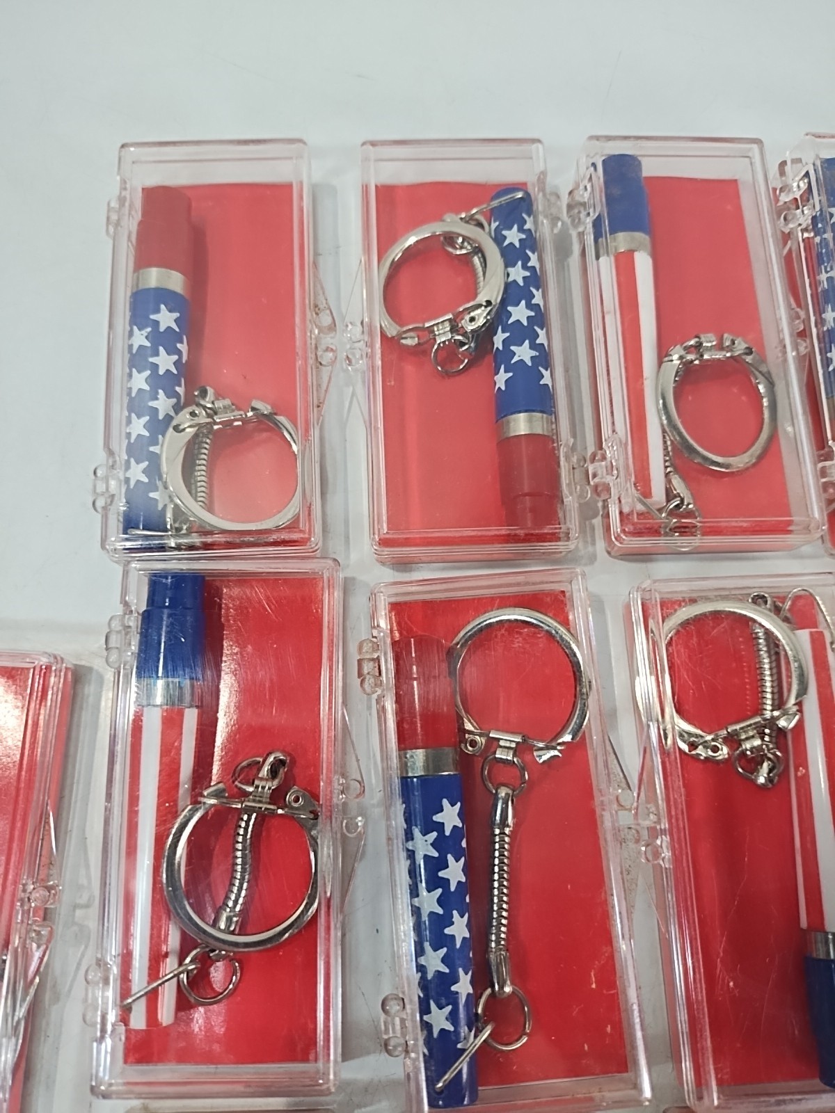 Vintage Stars & Stripes Keychain & Pen Set (Lot Of 16) In Retail Display Box USA