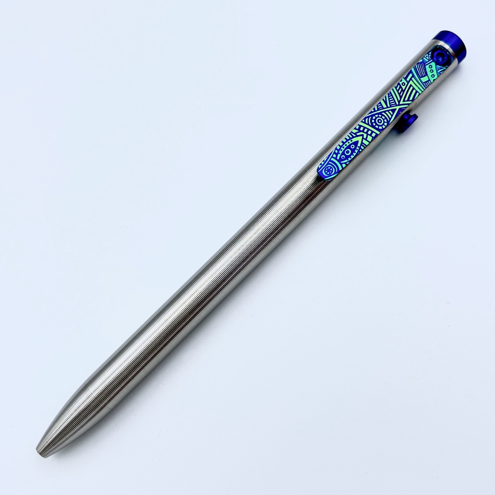 Tactile Turn – Titanium Slim Bolt Action Standard Size Pen Custom Tribal Clip