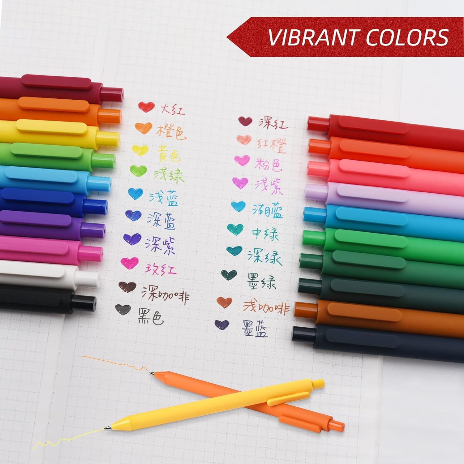 Kaco PURE Colored Gel Pens 0.5mm 20 Pieces Set Colorful Multi-color Ink Fine Poi