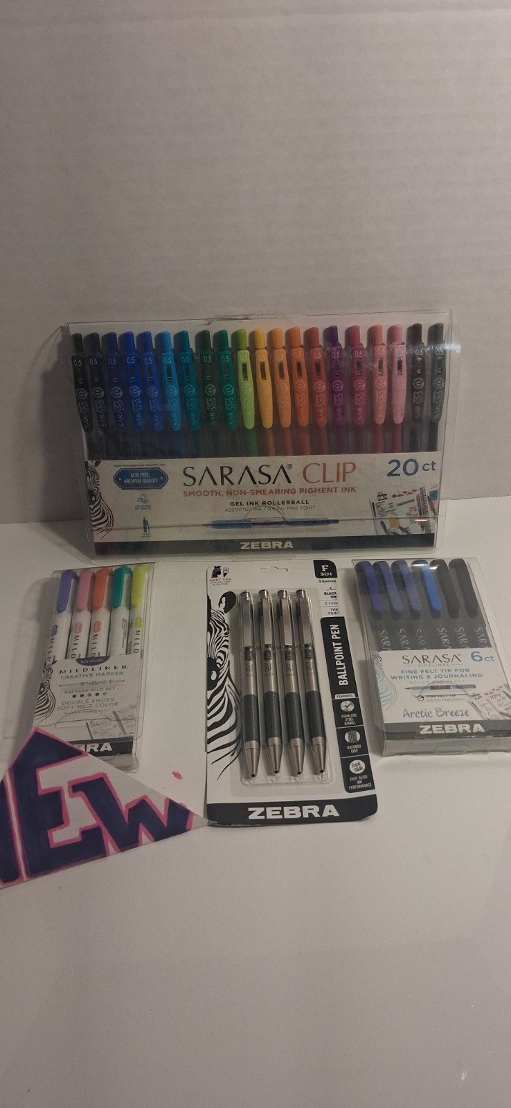 Huge Lot Art 🎨 Zebra Sarasa 20 Gel Pens, mildliner Zebra 301 Total 35 Pens 🐸
