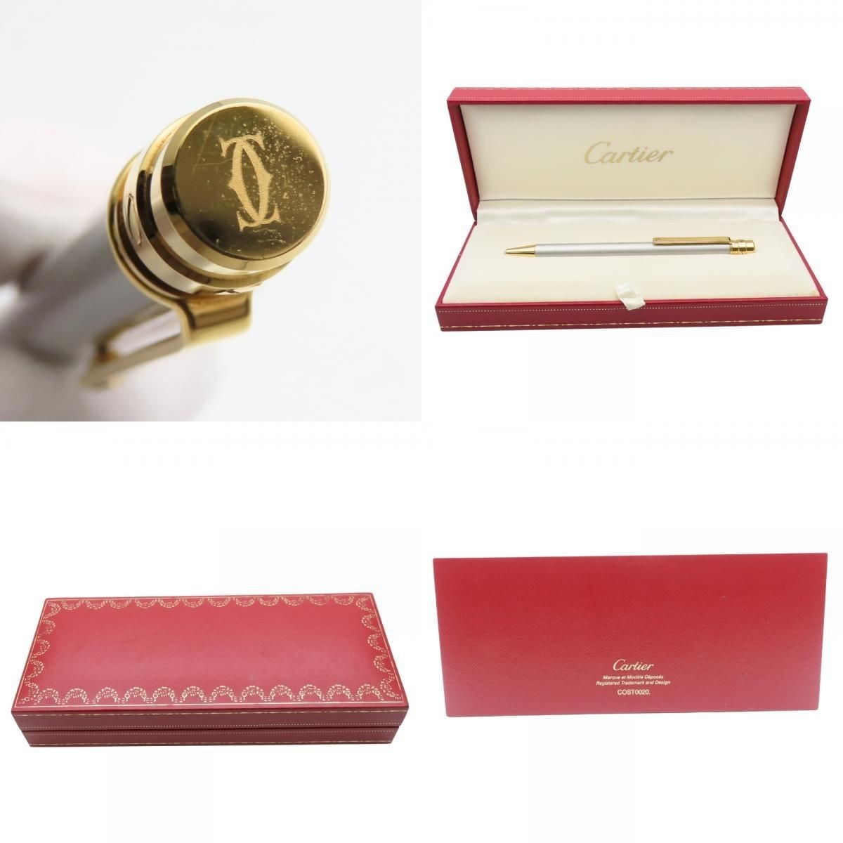 Cartier Santos de Cartier ST150192 Ballpoint Pen Silver Gold Twist Unisex