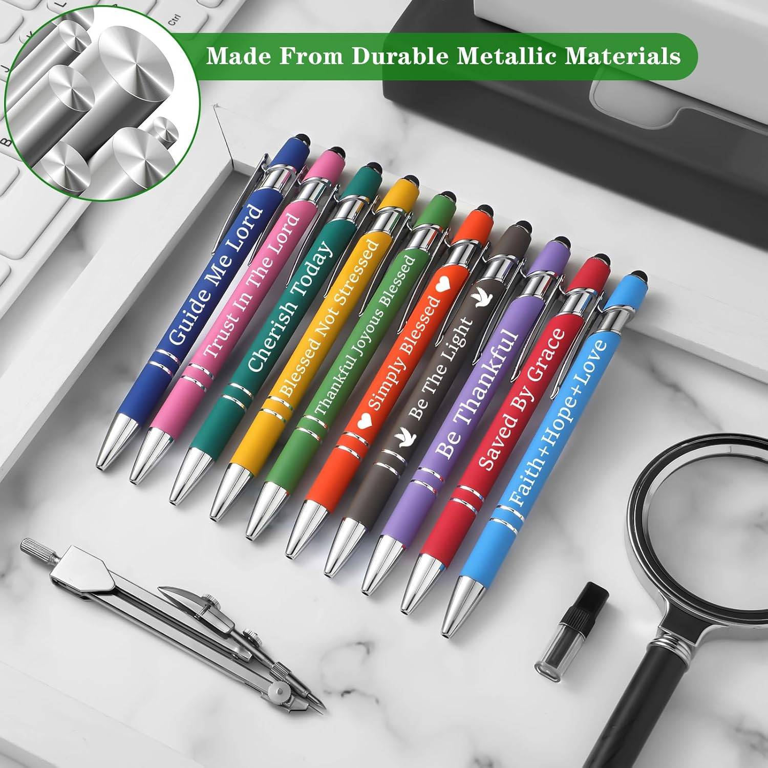 10 Pcs Ballpoint Pens Office Inspirational Quotes Snarky Screen Touch Stylus Pen