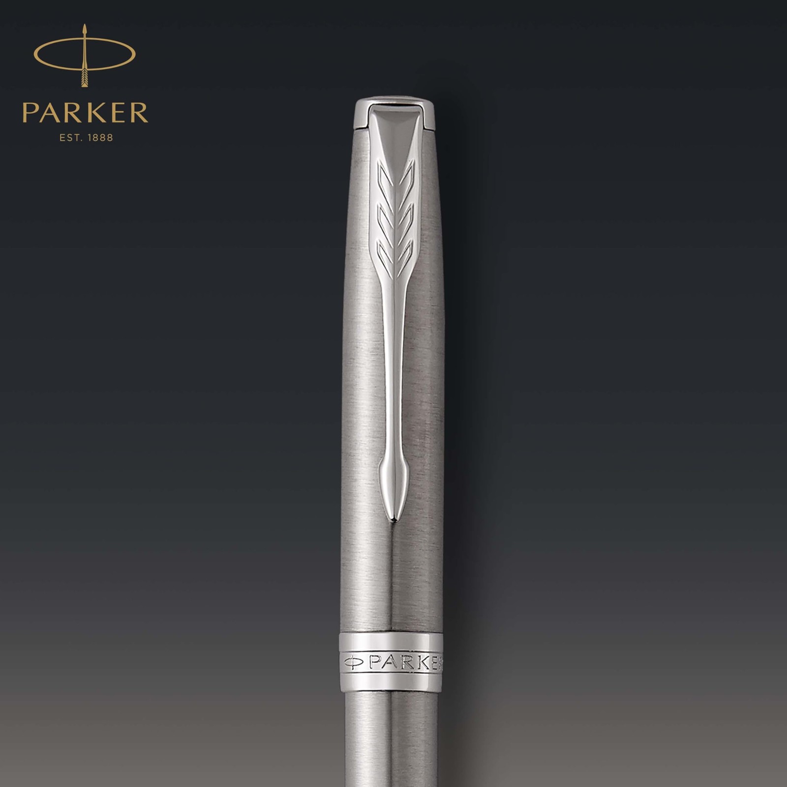 Parker Sonnet Ballpoint Pen Stainless Steel Palladium Trim Medium Point Black